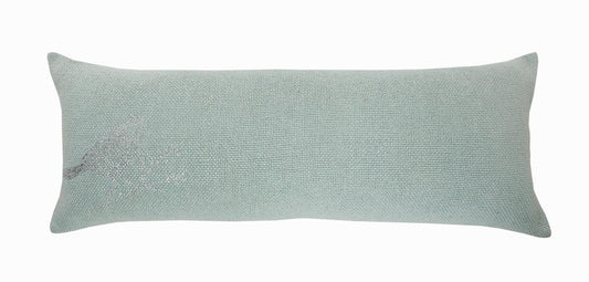 14" X 36" Green And Gray Lumbar Throw Pillow Cover