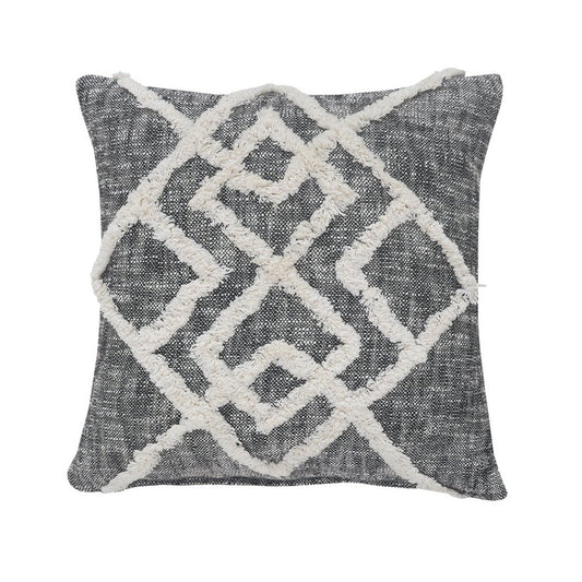 20" Black And Cream Geometric Cotton Throw Pillow Cover