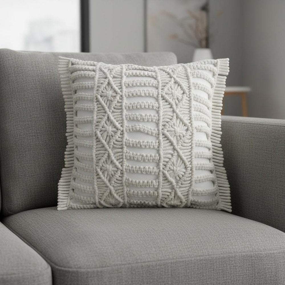 24" White Throw Pillow Cover