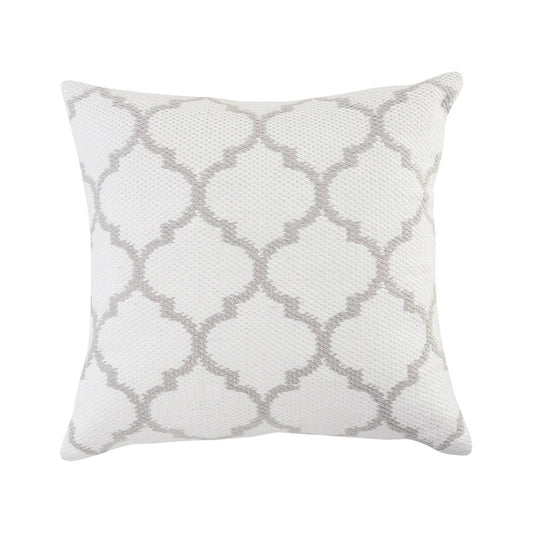 20" Ivory And Gray Throw Pillow Cover