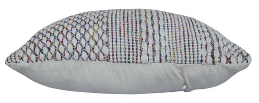 20" Cream Blue And Red Striped Cotton Blend Throw Pillow Cover