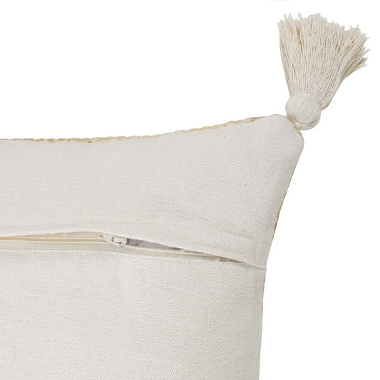 20" Beige Jute Throw Pillow Cover