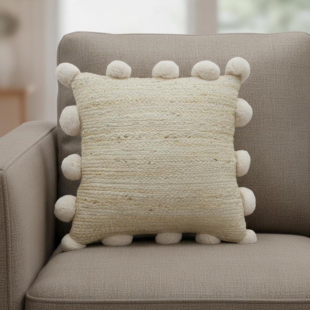 20" Tan And Brown Cotton Blend Throw Pillow Cover