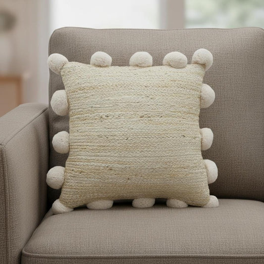 20" Tan And Brown Cotton Blend Throw Pillow Cover