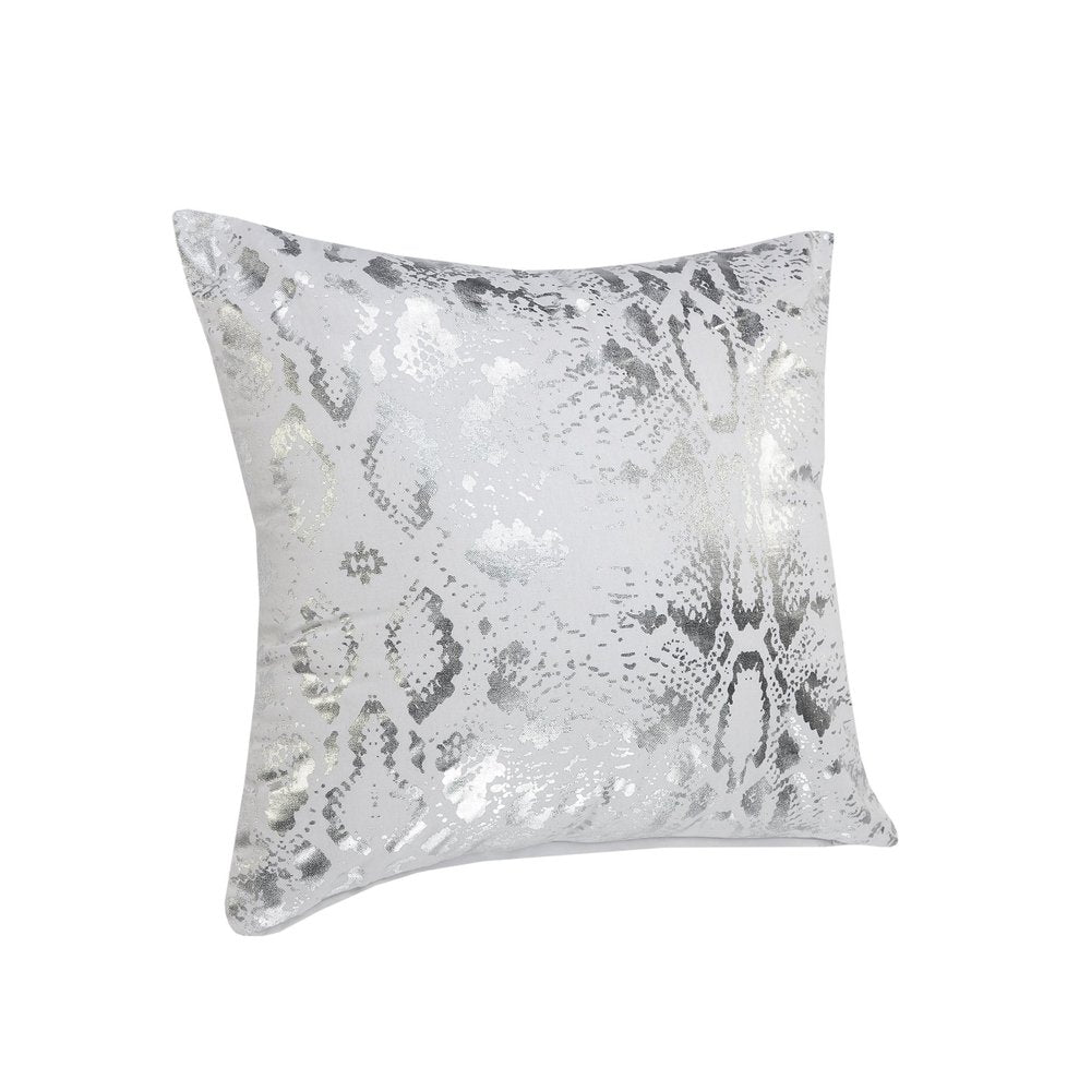 20" White And Silver Beach Cotton Throw Pillow Cover