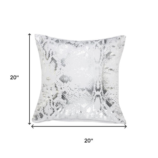 20" White And Silver Beach Cotton Throw Pillow Cover