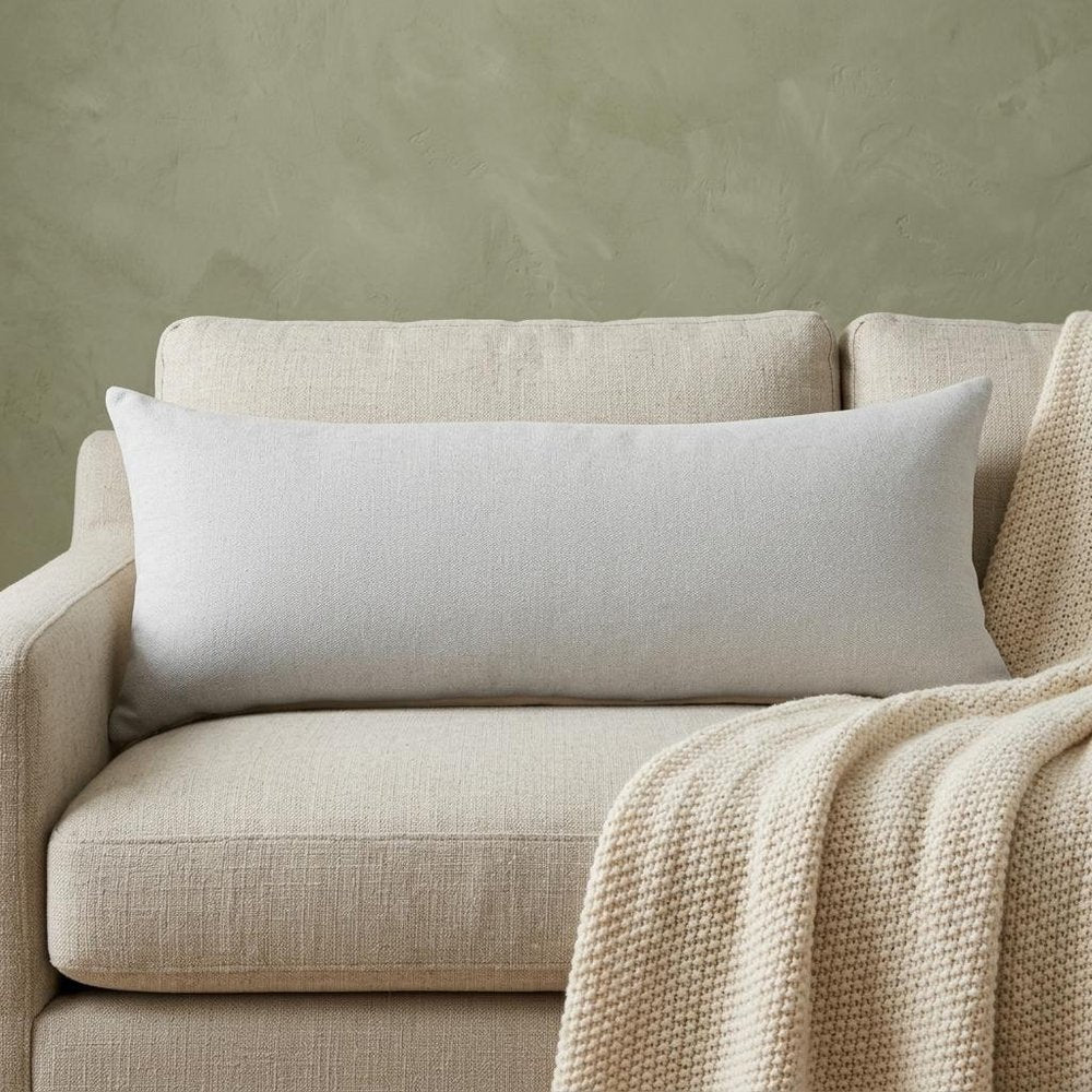 14" X 36" Gray Lumbar Cotton Throw Pillow Cover