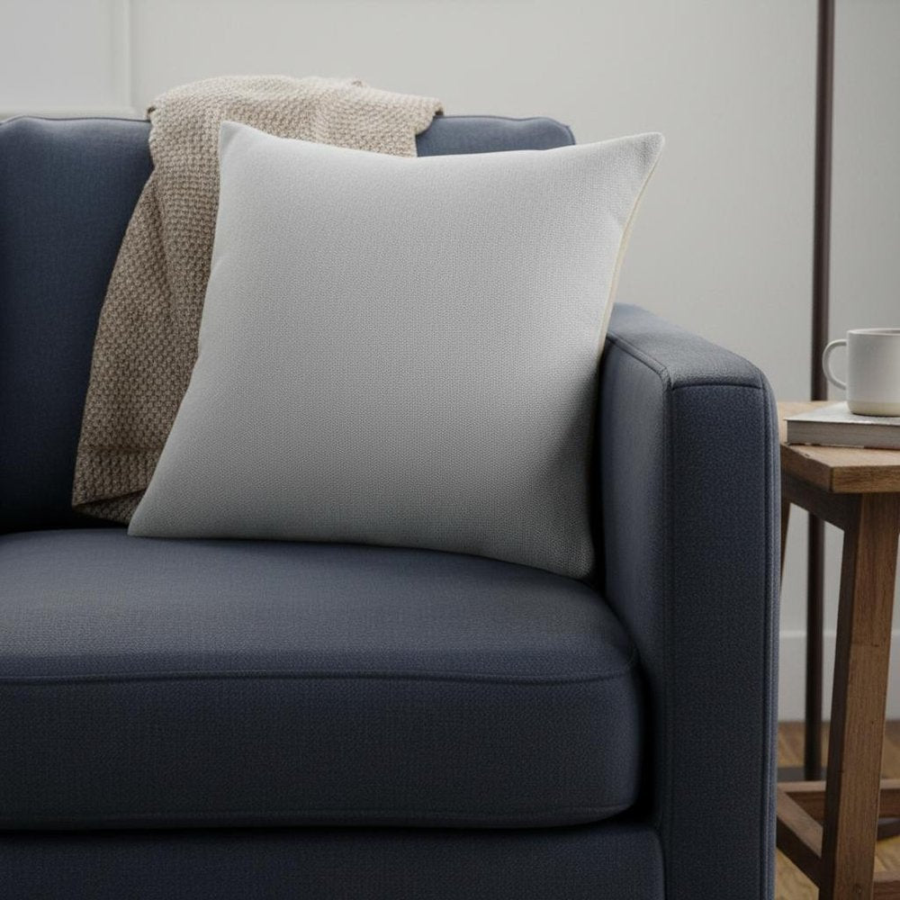 20" Gray Cotton Throw Pillow Cover