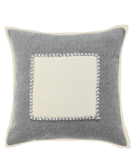 20" Gray And White Beach Color Block Cotton Throw Pillow Cover with Texture