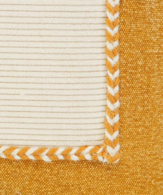 20" Yellow And White Beach Color Block Cotton Throw Pillow Cover with Texture