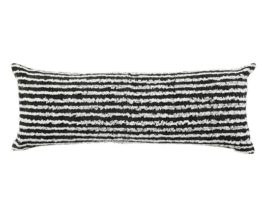 14" X 36" Black And White Lumbar Striped Cotton Throw Pillow Cover