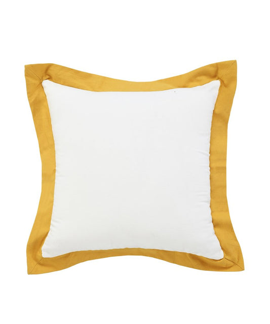 20" White And Yellow Color Block Cotton Throw Pillow Cover
