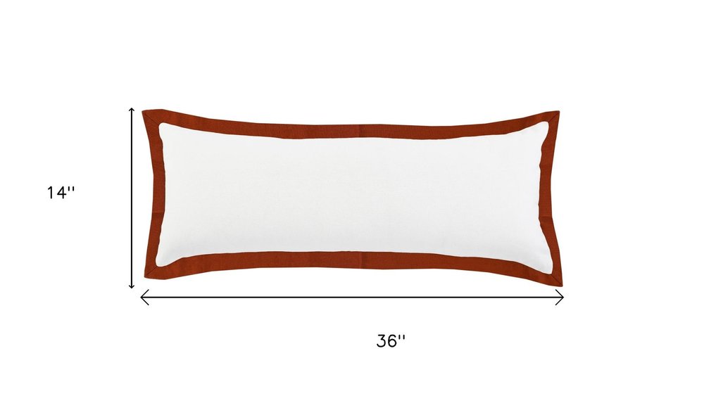 14" X 36" White And Brown Lumbar Color Block Cotton Throw Pillow Cover