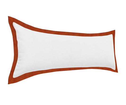 14" X 36" White And Brown Lumbar Color Block Cotton Throw Pillow Cover