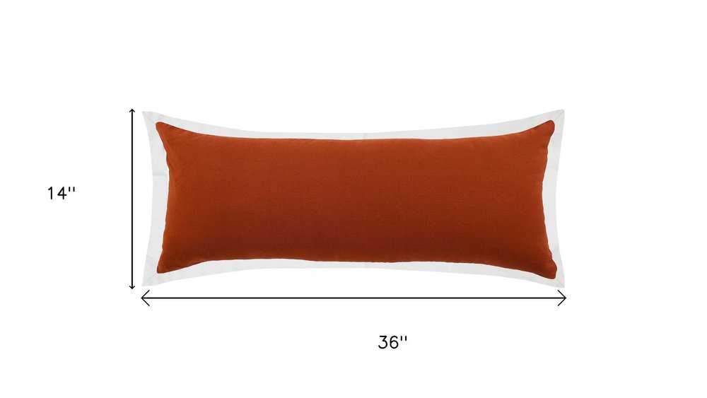 14" X 36" Brown And White Lumbar Color Block Cotton Throw Pillow Cover