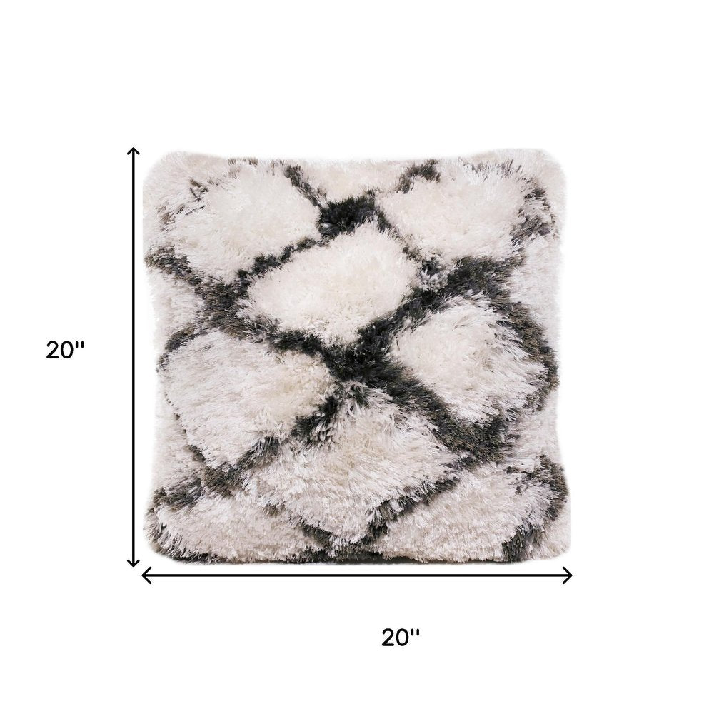 20" White And Black Diamond Throw Pillow Cover