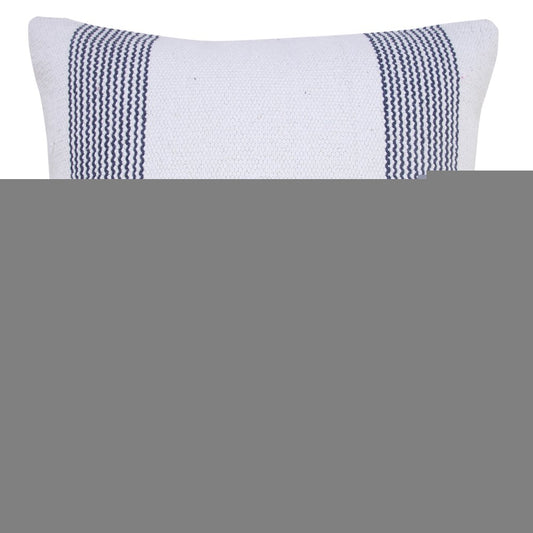20" Blue And White Beach Striped Cotton Throw Pillow Cover