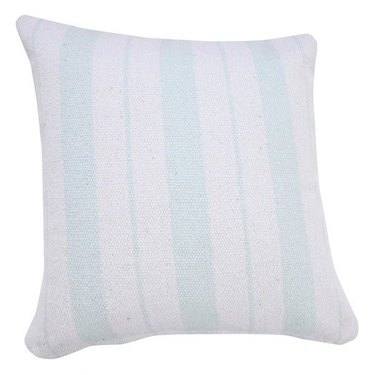 20" Blue And White Beach Striped Cotton Throw Pillow Cover