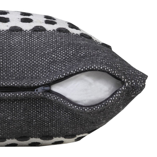 20" Gray And Black Striped Cotton Throw Pillow Cover