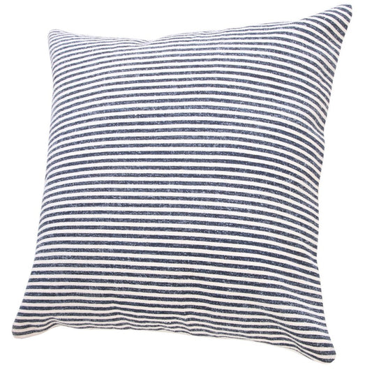 20" Blue And White Striped Cotton Throw Pillow Cover