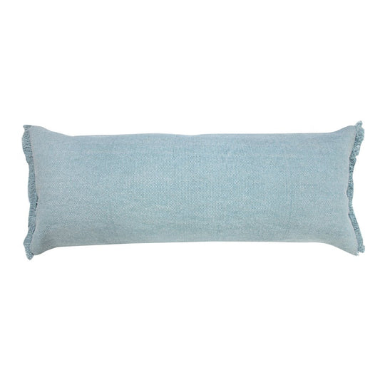 14" X 36" Blue Lumbar Cotton Throw Pillow Cover