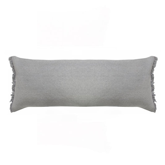 14" X 36" Gray Lumbar Cotton Throw Pillow Cover
