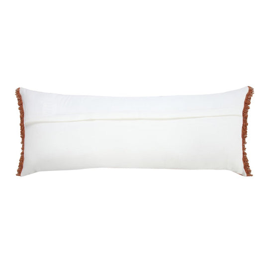 14" X 36" Red Lumbar Cotton Throw Pillow Cover