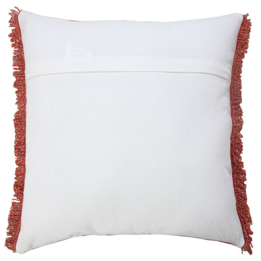 20" Red Cotton Throw Pillow Cover with Fringe