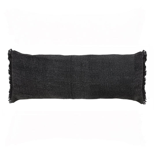 14" X 36" Black Lumbar Cotton Throw Pillow Cover