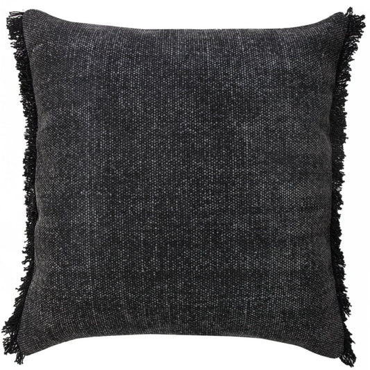 20" Black Cotton Throw Pillow Cover