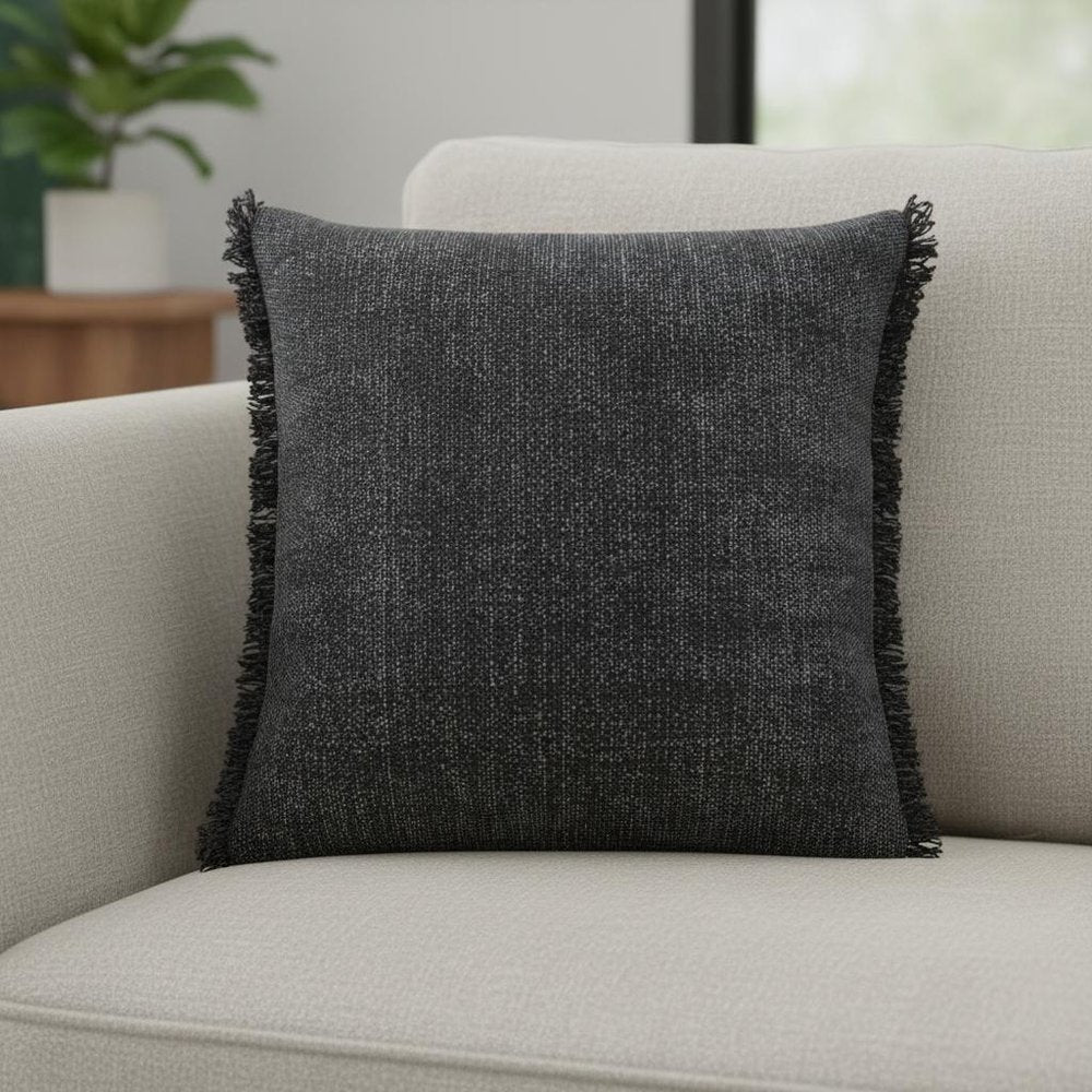 20" Black Cotton Throw Pillow Cover