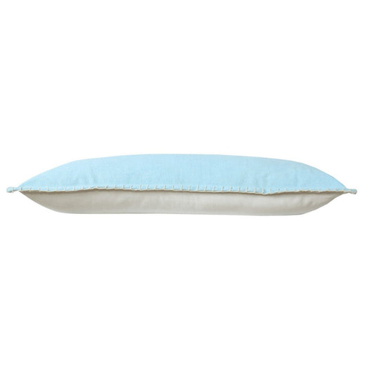 14" X 36" Blue Lumbar Cotton Throw Pillow Cover