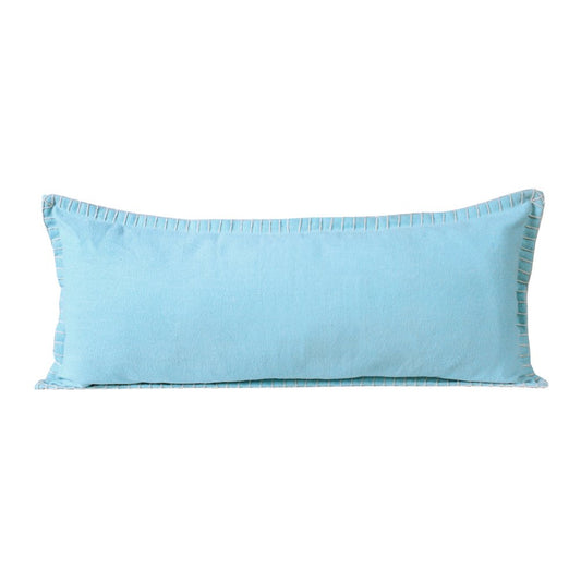 14" X 36" Blue Lumbar Cotton Throw Pillow Cover