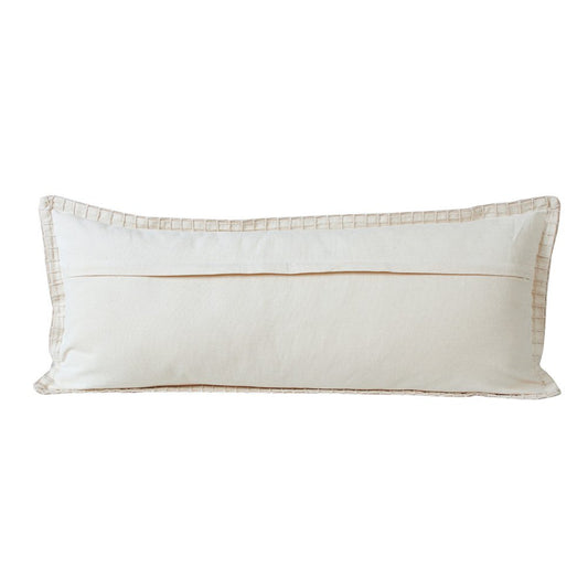 14" X 36" Beige Lumbar Cotton Throw Pillow Cover