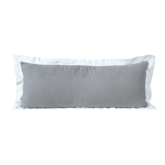 14" X 36" Gray And White Lumbar Color Block Cotton Throw Pillow Cover