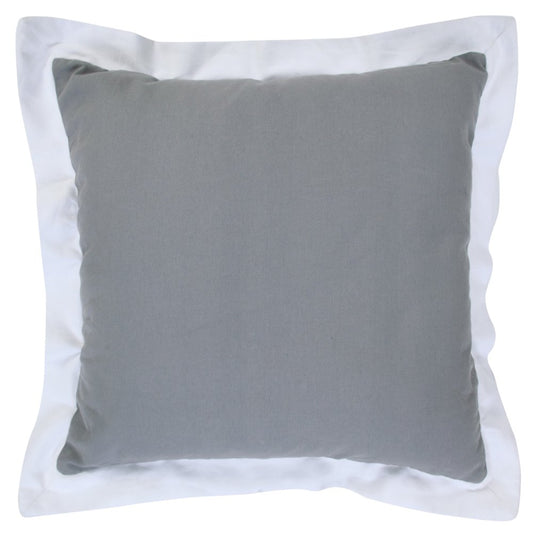 20" Gray And White Color Block Cotton Throw Pillow Cover