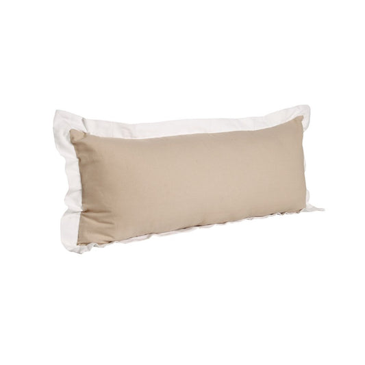 14" X 36" Beige And White Lumbar Color Block Cotton Throw Pillow Cover