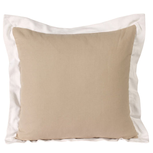 20" Beige And White Color Block Cotton Throw Pillow Cover