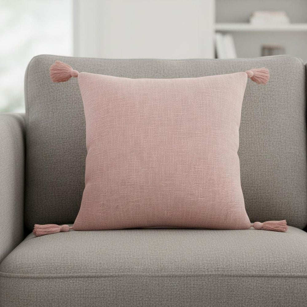 20" Pink Cotton Throw Pillow Cover