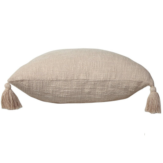 20" Beige Cotton Throw Pillow Cover