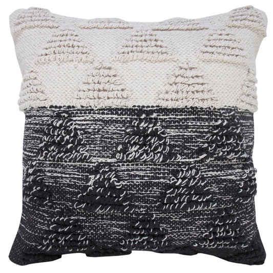 20" Black And White Geometric Cotton Throw Pillow Cover
