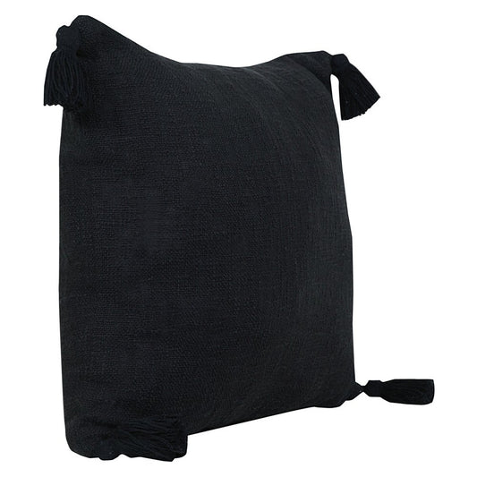 20" Black Cotton Throw Pillow Cover
