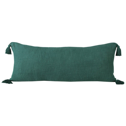 14" X 36" Green Lumbar Cotton Throw Pillow Cover
