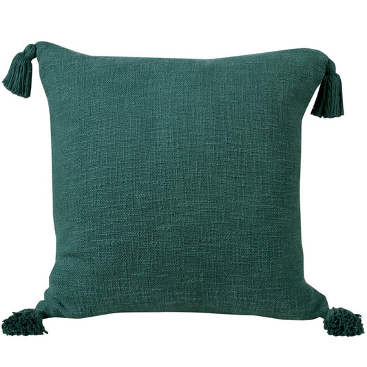 20" Green Cotton Throw Pillow Cover