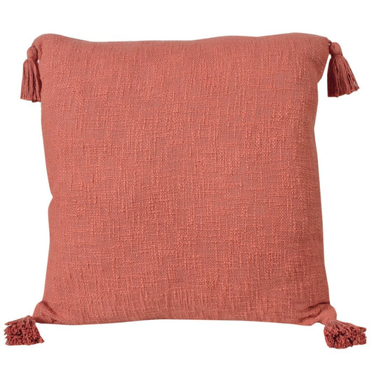 20" Red And Orange Cotton Throw Pillow Cover