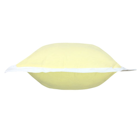 20" Yellow And White Color Block Cotton Throw Pillow Cover