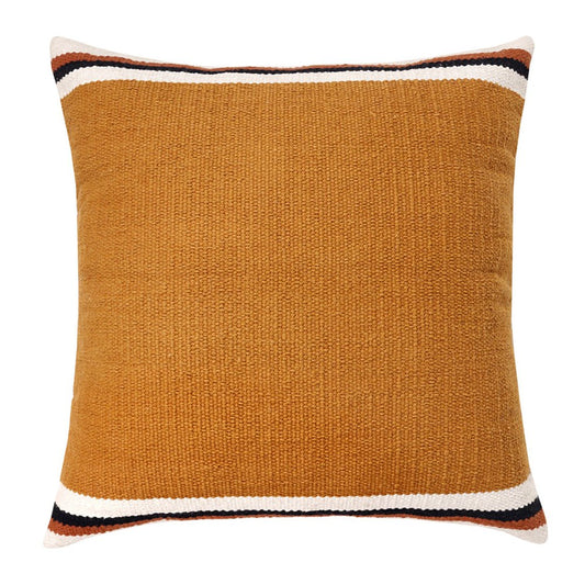 20" Orange White And Black Striped Cotton Throw Pillow Cover