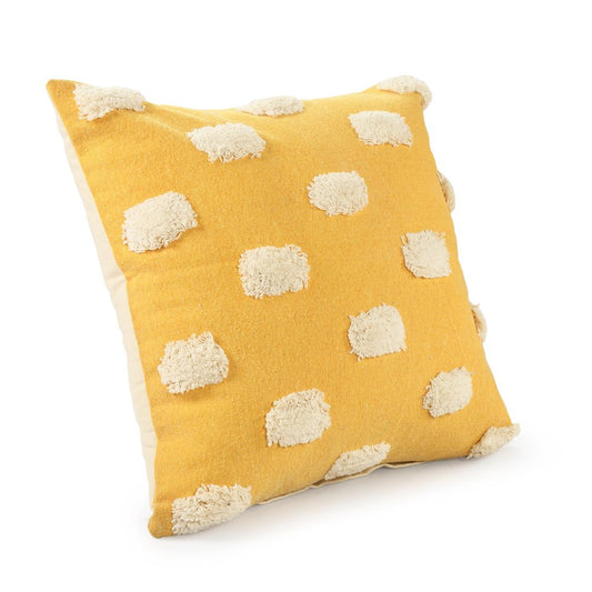 20" Yellow And Cream Abstract Cotton Throw Pillow Cover