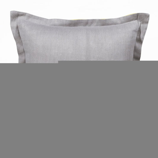 18" Gray And Yellow Linen Throw Pillow Cover