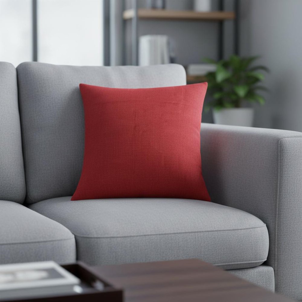 18" Red Linen Throw Pillow Cover